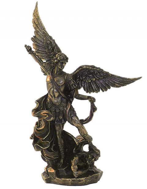 Saint Michael Archangel Statue 22cm – Bronze Resin, Made in Italy Catholic Decor