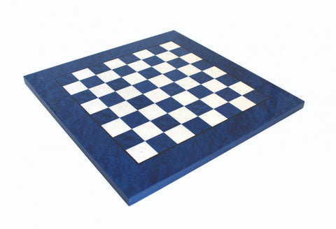 Handmade Blue Wooden Chess Board, Glossy, 51x51cm, 5cm Squares, Made in Italy