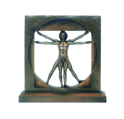 Vitruvian Man Statue, Leonardo da Vinci Inspired, Bronze Resin, 22 cm, Italy