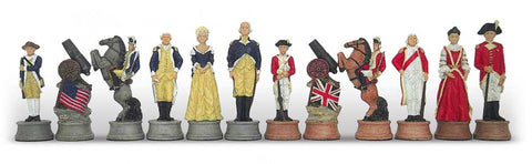 American Revolution Chess Pieces, Hand-Painted Resin, 8cm King, Made in Italy