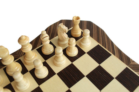 Magnetic Mahogany & Maple Chess Set, 26cm Board, Drawer, Handmade in Italy