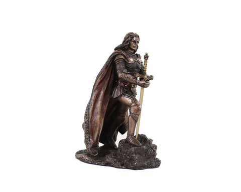 King Arthur Sword in the Stone Bronze Resin Figurine 21cm Handmade