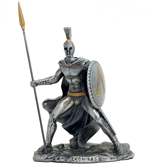 Leonidas Spartan Warrior Pewter Figurine, Hand-Painted, 12cm, Made in Italy