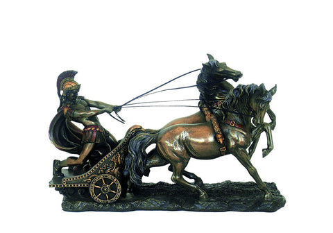 Ben-Hur Roman Chariot Statue, Bronze Resin Figurine, Made in Italy, 25x9x17cm
