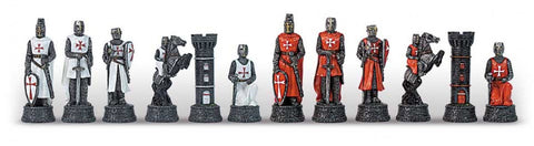 Hand-Painted Teutonic Knights Resin Chess Pieces Set, 8cm King, Made in Italy