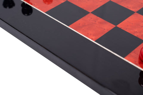Handmade Black & Red Wooden Chess Board, 42 cm, 4 cm Squares, Made in Italy