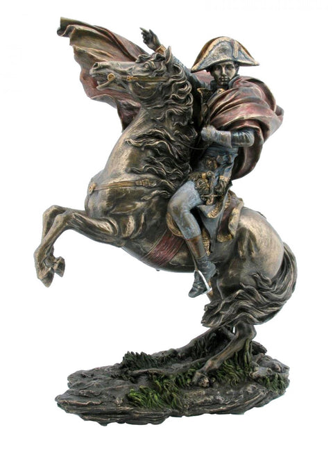 Napoleon Bonaparte on Horse Statue, 28cm Resin Bronze Finish, Made in Italy