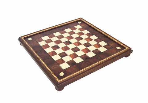 Luxury Handcrafted Wooden Chess Board with Frame, 48x48 cm, 4 cm Squares, Italy
