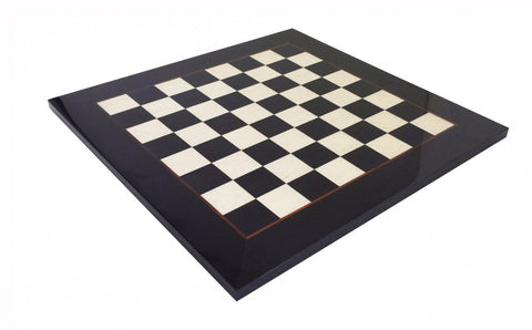 Italian Handmade Chess Set, Lacquered Dark Wood Board, Resin Brass Pieces 51cm