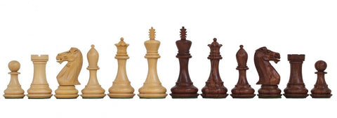 Mahogany Chess Pieces, Handcrafted, Weighted, Leather Base, 10cm King, Italy
