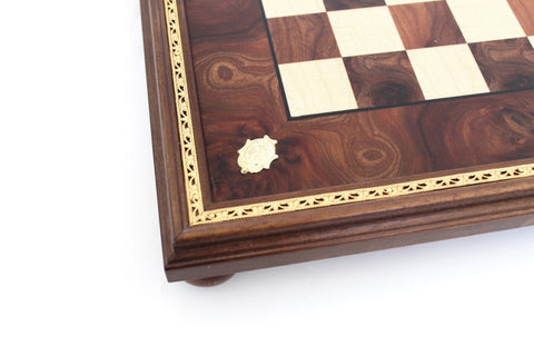 Luxury Handcrafted Wooden Chess Board with Frame, 48x48 cm, 4 cm Squares, Italy