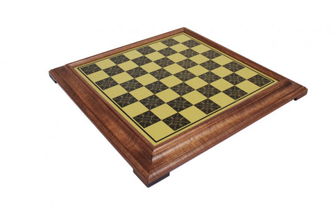 Handcrafted Brass Style Wooden Chess Board 48x48 cm, Italian Made