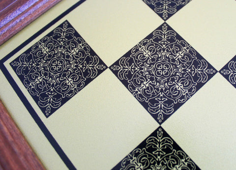 Handcrafted Brass Style Wooden Chess Board 48x48 cm, Italian Made