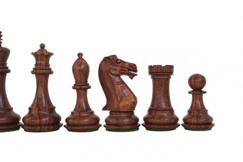 Mahogany Chess Pieces, Handcrafted, Weighted, Leather Base, 10cm King, Italy