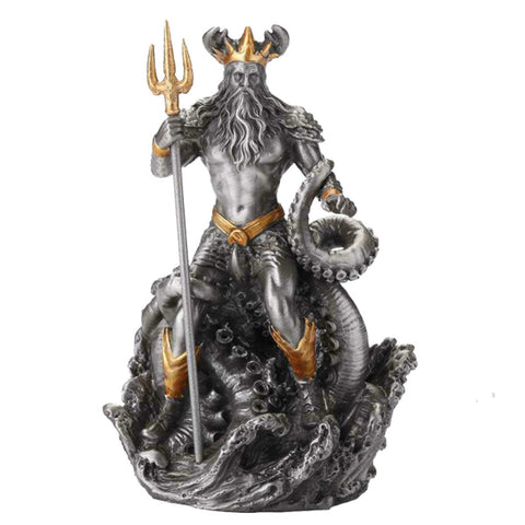 Oceanus Greek Mythology Pewter Figurine, Hand-Painted, 10cm, Made in Italy