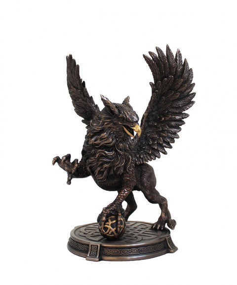 Bronze Griffin Statue, Handcrafted Resin Figurine, Made in Italy 24cm