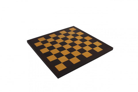 Luxury Brass & Wood Chess Set with Leather Board, Handmade Italy 34x34cm