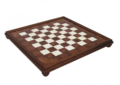 Handmade Elm Wood Chess Board with Frame, 56x56 cm, 5 cm Squares, Made in Italy