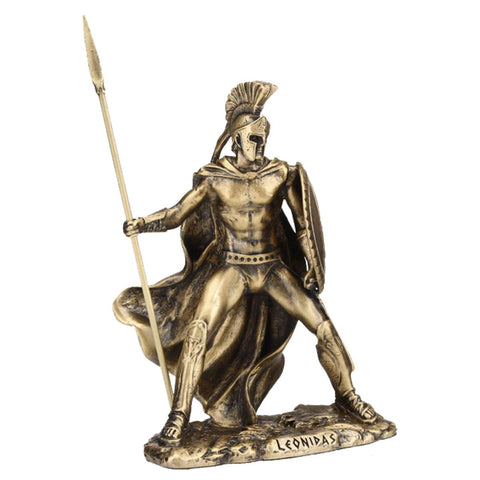 Spartan King Leonidas Gold-Tone Pewter Figurine, Hand-Painted, 12cm, Italy