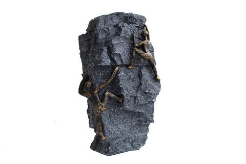 Italian Bronze Resin Climbers Statue, Motivational Mountain Sculpture