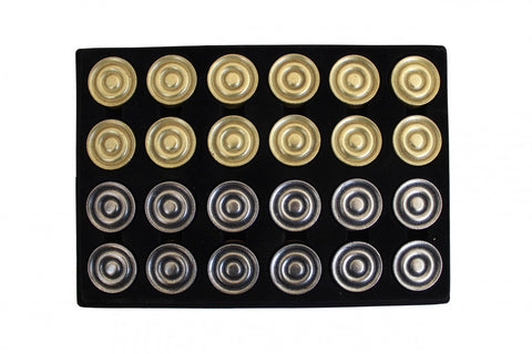 Gold & Silver Metal Checkers Set, Hand-Finished, 24 Pieces, 3.2 cm, Italian