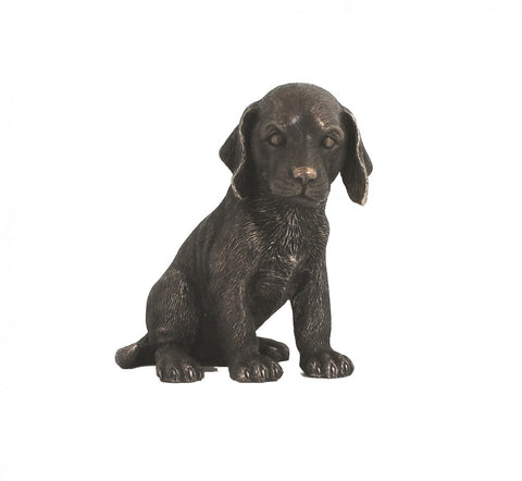 Bronze Dog Figurine Statue, Handcrafted Resin, 11 cm, Made in Italy