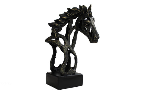 Modern Bronze Horse Head Statue, Resin Sculpture, Italian Home Decor 30cm