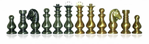 French Brass Chess Pieces Set, Handmade, Gold & Silver Plated, Italy, King 7.5cm