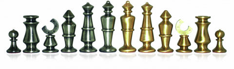 Modern Brass Chess Pieces Set, Gold & Silver Plated, Handcrafted, 7.3cm King