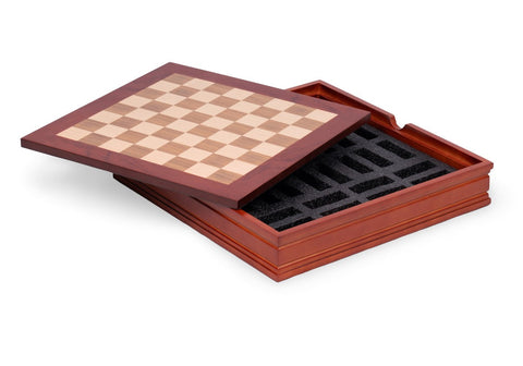 Walnut & Maple Chess Board with Storage, 37x37 cm, 4 cm Squares, Made in Italy
