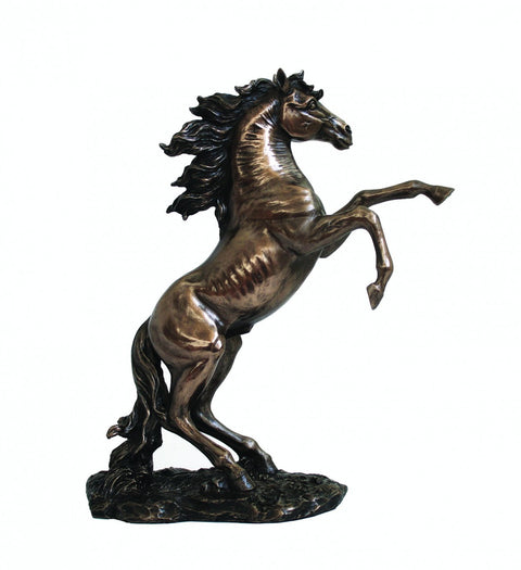 Bronze Finish Stallion Horse Statue, Resin Sculpture, Italian 28x11x32cm