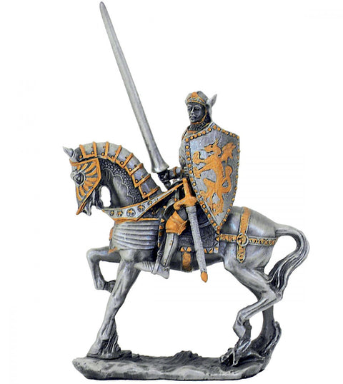 Hand-Painted Medieval Pewter Knight with Lance & Shield, 13cm, Italy