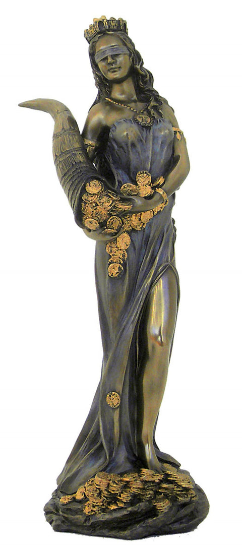 Fortuna Roman Goddess Statue, Bronze Resin, 29cm, Italian Made Home Decor