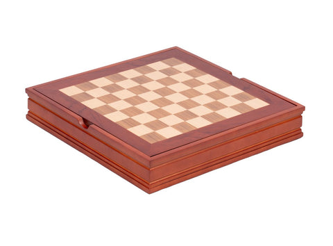 Walnut & Maple Chess Board with Storage, 37x37 cm, 4 cm Squares, Made in Italy