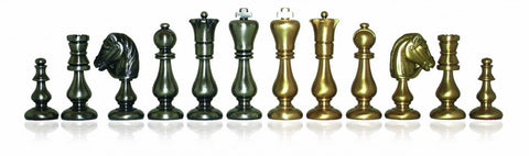 Handmade Brass Chess Pieces, Classic, Gold & Silver Plated, King 7.5 cm, Italy