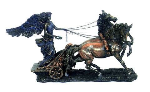 Nike Winged Victory Chariot Statue – Bronze Resin, Made in Italy, 29x9x17cm
