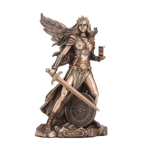 Nemesis Greek Goddess Statue, Bronze Resin, 22cm Mythology Decor, Made in Italy