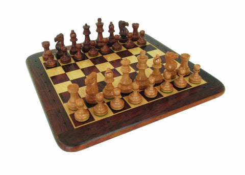 Handmade Acacia Wood Chess Set with Weighted Pieces & Numbered Board, Italy