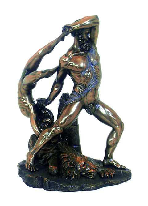 Hercules and Lichas Statue, Bronze Resin, 28 cm Mythology Sculpture, Italy