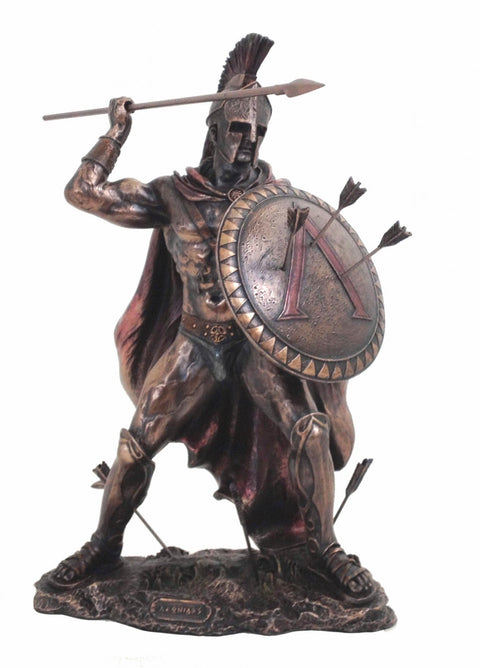 Greek Spartan Warrior Statue, Bronze Finish Resin, 32cm, Made in Italy