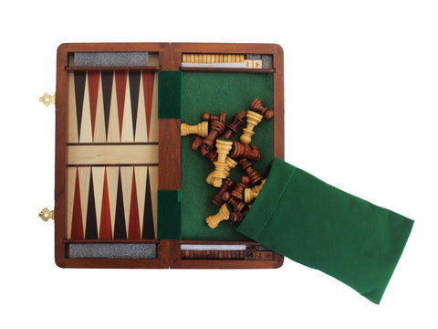 Italian Magnetic Wooden Chess Set 25x25cm Travel + Checkers & Backgammon
