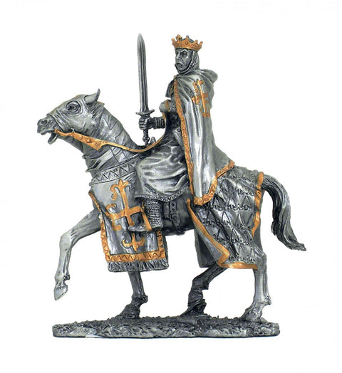 Teutonic Knight Figurine Pewter, Hand-Painted, 10 cm Medieval Statue Italy