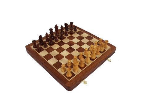 Travel Magnetic Wooden Chess Set, Folding Board, Checkers & Backgammon, 30cm