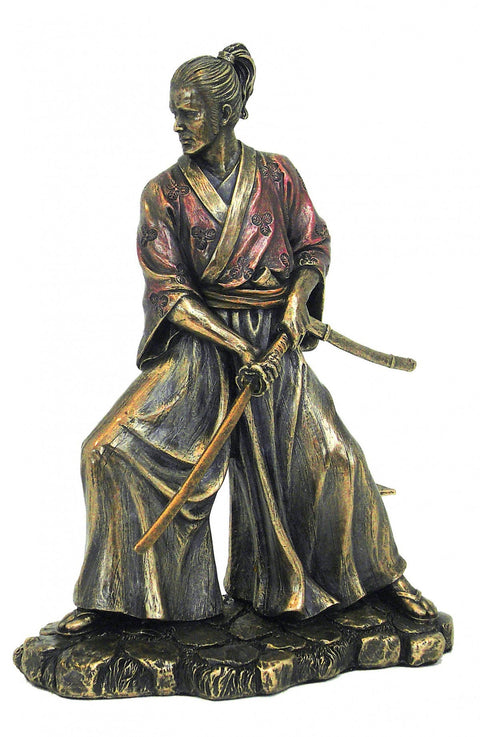 Bronze Samurai Warrior Statue 22 cm – Handcrafted Resin Figurine Made in Italy