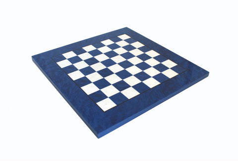 Medieval Chess Set – Handmade Tin Pieces, Gold/Silver, Blue Wood Board, Italy