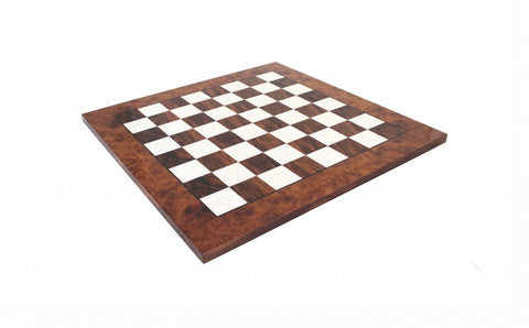 Handmade Brass Chess Set with Glossy Elm Wood Board, Gold & Silver, Italian