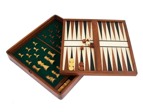 Magnetic Wooden Chess Set with Storage, Checkers & Backgammon 32cm Italy
