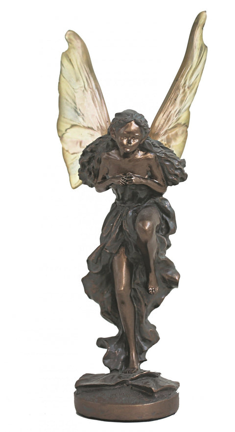 Hand-Finished Resin Blossom Fairy Statue, Bronze Tone, 11 cm, Made in Italy