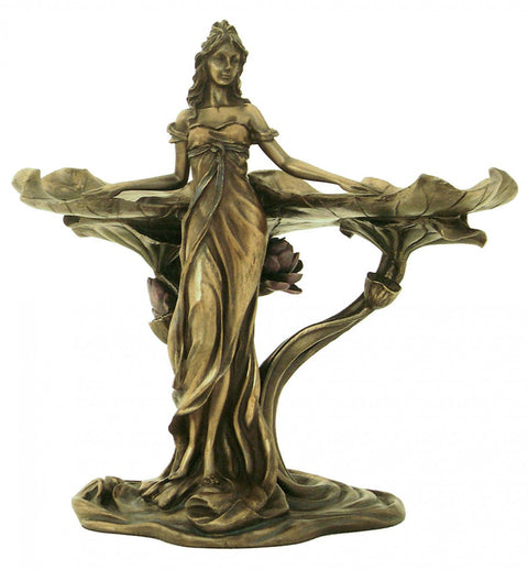 Art Nouveau Nymph Statue, Bronze Finish Resin, 23cm, Italian Home Decor