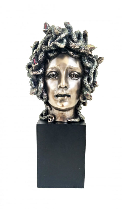Medusa Head Statue, Greek Mythology Decor, Resin Bronze Finish, 21cm